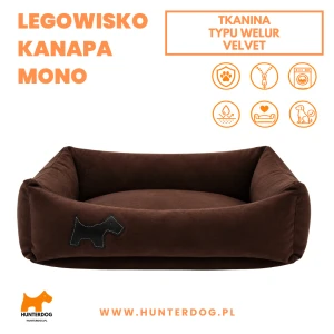 KANAPA / WELUR  / BRĄZOWY / LEGOWISKO MONO