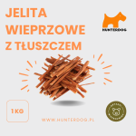 JELITA WIEPRZOWE Z TŁUSZCZEM / PSIE PALUCHY / 1 kg / OKOŁO 300 KAWAŁKÓW
